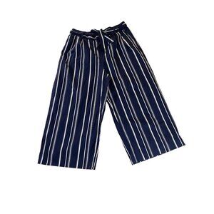 J.Crew Women's Blue And White Stripe Cotton Crop Pants - 14